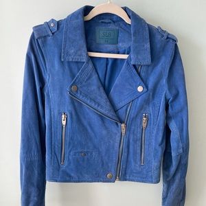 SL8 blue suede moto jacket